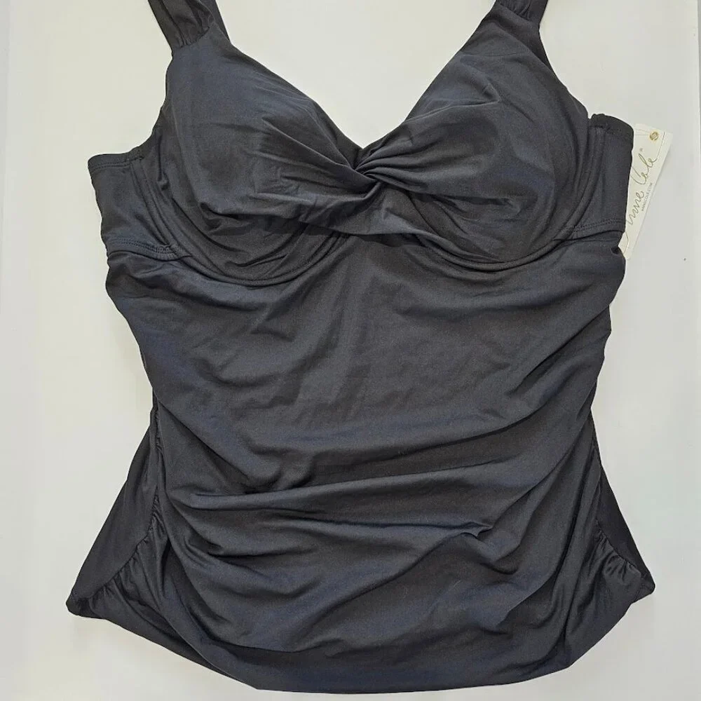Anne Cole Plus Size Live in Color Twist Underwire Tankini Top 18W - Picture 5 of 11